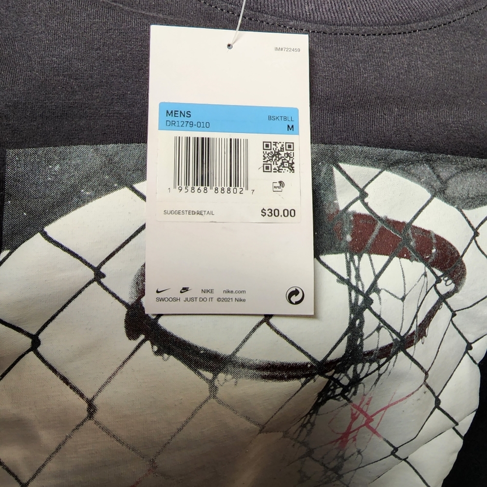 Nike T-Shirt Black Basketball Hoop Chain Fence DR1279-010 Mens Size Various New - Picture 4 of 5